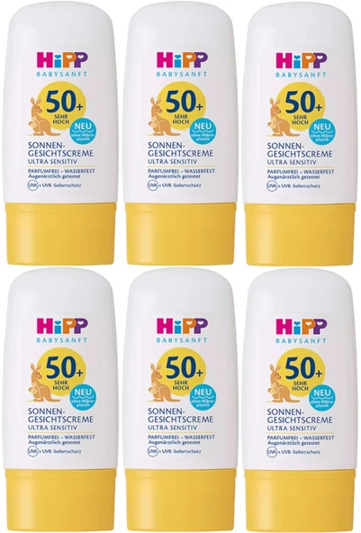 Hipp Babysanft Güneş Kremi -Yüz için Sonnen Gesıchtscreme 50+ Faktör Ultra Sensıtıv 30ML (6 Lı Set)