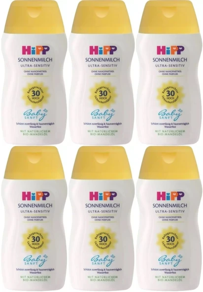 Hipp Babysanft Güneş Kremi -Yüz için Sonnen Gesıchtscreme 30 Faktör Ultra Sensıtıv 50ML (6 Lı Set)