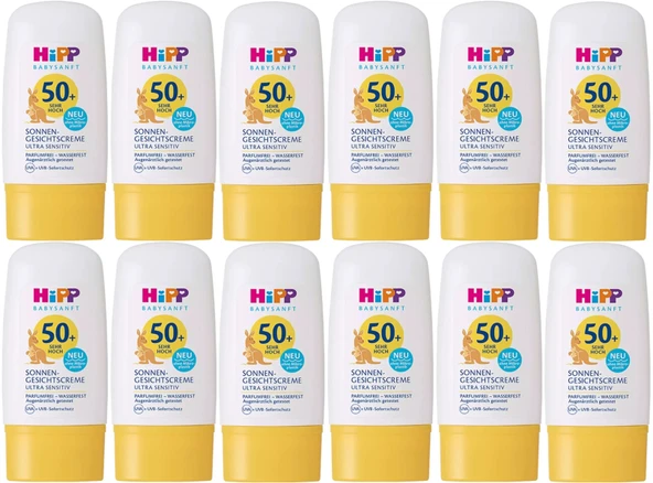 Hipp Babysanft Güneş Kremi -Yüz için Sonnen Gesıchtscreme 50+ Faktör Ultra Sensıtıv 30ML (12 Li Set)