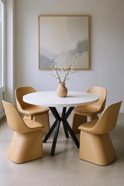 90 Cm Yuvarlak Yemek Masası Mutfak Masası 90 Cm TAPLA: DÜZ BEYAZ ürün görseli