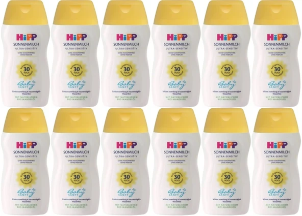 Hipp Babysanft Güneş Kremi -Yüz için Sonnen Gesıchtscreme 30 Faktör Ultra Sensıtıv 50ML (12 Li Set)