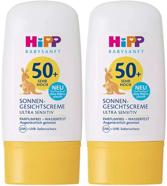 Hipp Babysanft Güneş Kremi -Yüz için Sonnen Gesıchtscreme 50+ Faktör Ultra Sensıtıv 30ML (2 Li Set)