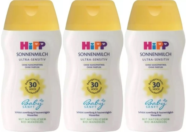 Hipp Babysanft Güneş Kremi -Yüz için Sonnen Gesıchtscreme 30 Faktör Ultra Sensıtıv 50ML (3 Lü Set)