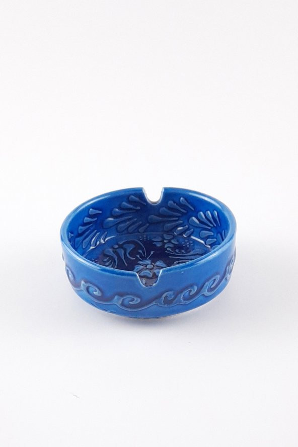 Çini Seramik Turkuaz 8 cm Mavi Küllük
