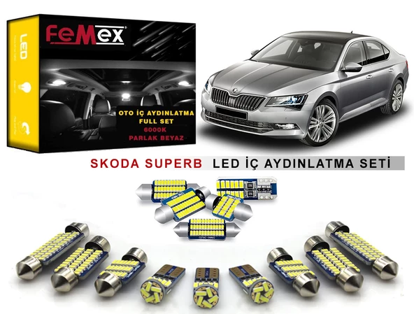 Skoda SuperB  2015 Sonrası LED İç Aydınlatma Ampul Seti FEMEX Parlak Beyaz