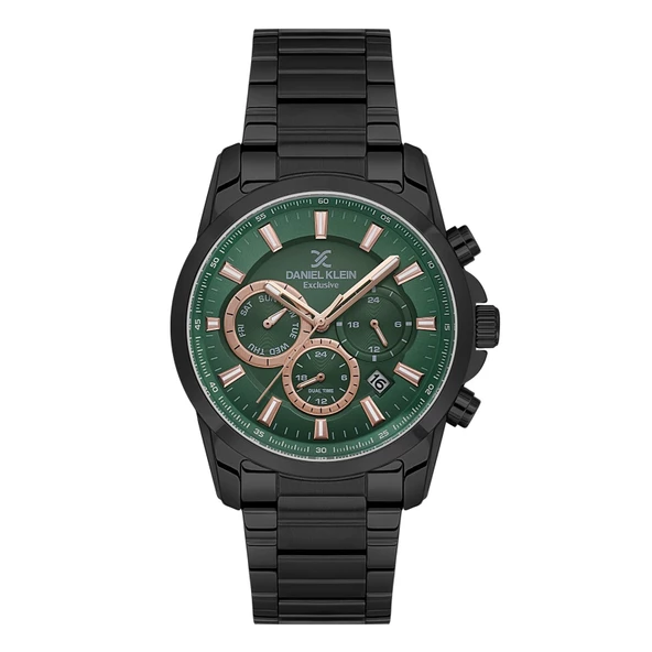 Daniel Klein DK.1.10708.6 Yeşil Siyah Çelik Kordonlu Fonksiyonlu Erkek Kol Saati