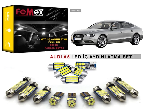 Audi A5 LED İç Aydınlatma Ampul Seti FEMEX Parlak Beyaz - 1