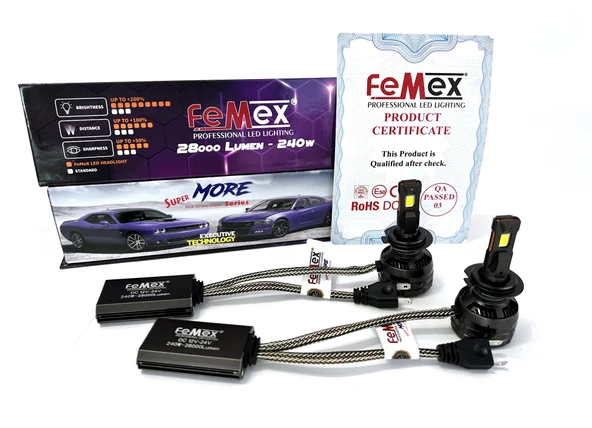 FEMEX Super More Csp SUPERIOR ETI Chipset H7 Radyatör Soğutmalı ExtRa PerFormans Led Xenon