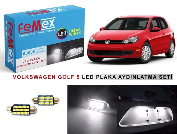 Vw Golf5 LED Plaka Aydınlatma Ampul Seti FEMEX Parlak Beyaz - 1