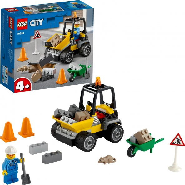 LEGO® City Yol Çalışması Aracı 60284 Oyuncak Yapım Seti Çocuklar için Havalı bir Yol Çalışması Seti (58 Parça)