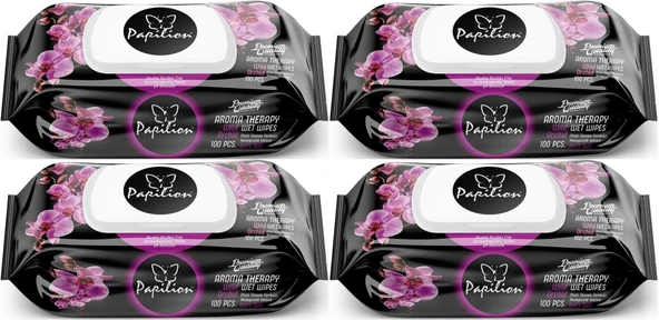 Papilion Islak Havlu Mendil 100 Yaprak Aroma Terapi (4 Lü Set) 400 Yaprak