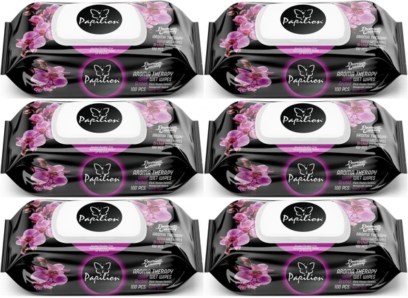 Papilion Islak Havlu Mendil 100 Yaprak Aroma Terapi (6 Lı Set) 600 Yaprak - 1