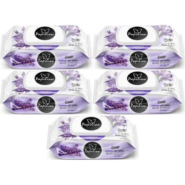 Papilion Islak Havlu Mendil 100 Yaprak Lavanta (5 Li Set) 500 Yaprak ürün görseli