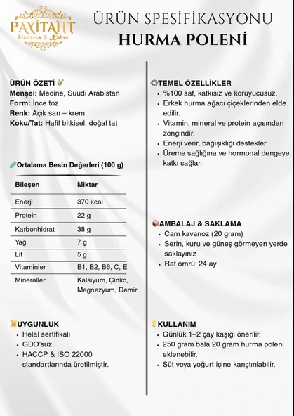Katıksız Payitaht Medine Hurma Poleni 20G. 100 Saf Polen - Resim 6