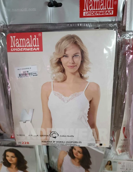 Namaldı Kadın Ribana İp Askılı Güpürlü Atlet 228 - 3 Adet   Siyah S - Resim 3