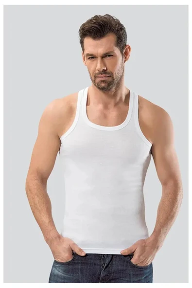 Anıt Erkek Ribana Sporcu Askılı Atlet 1106 - 6 Adet   Gri S - Resim 3