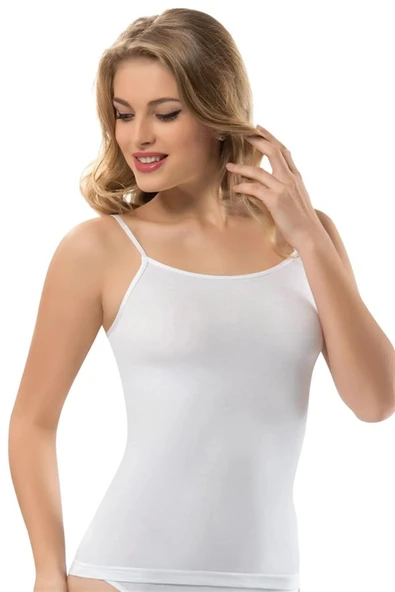 Erdem Kadın Likralı Ayarlanabilir İp Askılı Atlet - 6 Adet  Siyah L - Resim 4