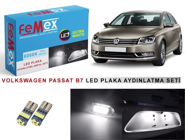 Volkswagen Passat B7 LED Plaka Aydınlatma Ampul Seti FEMEX Parlak Beyaz