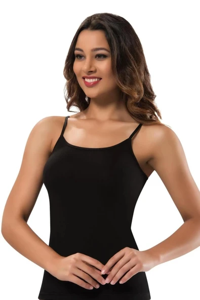 Erdem Kadın Likralı Ayarlanabilir İp Askılı Atlet - 6 Adet  Beyaz 2XL - Resim 5