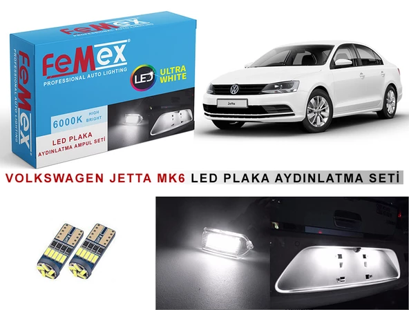 Volkswagen Jetta Mk6 LED Plaka Aydınlatma Ampul Seti FEMEX Parlak Beyaz