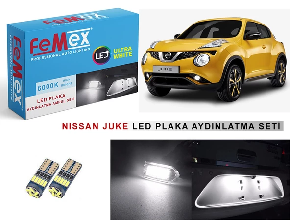 Nissan Juke LED Plaka Aydınlatma Ampul Seti FEMEX Parlak Beyaz ürün görseli