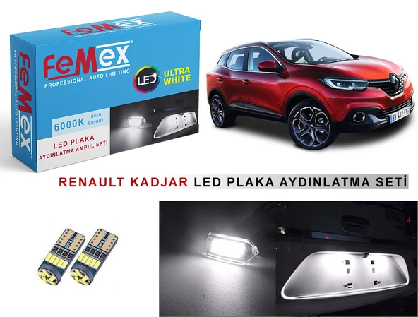 Renault Kadjar LED Plaka Aydınlatma Ampul Seti FEMEX Parlak Beyaz