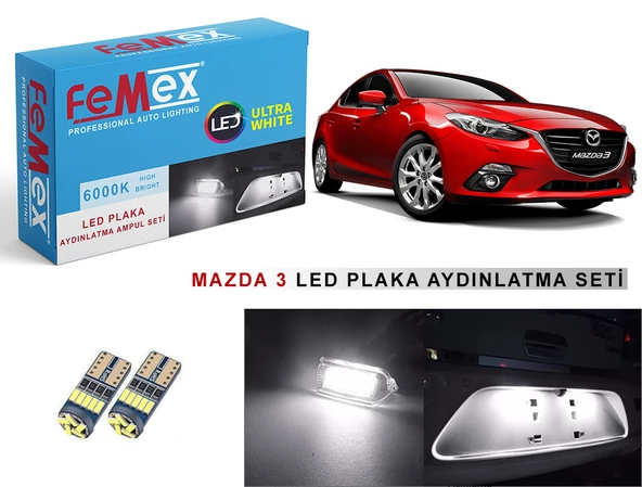 Mazda 3 LED Plaka Aydınlatma Ampul Seti FEMEX Parlak Beyaz ürün görseli