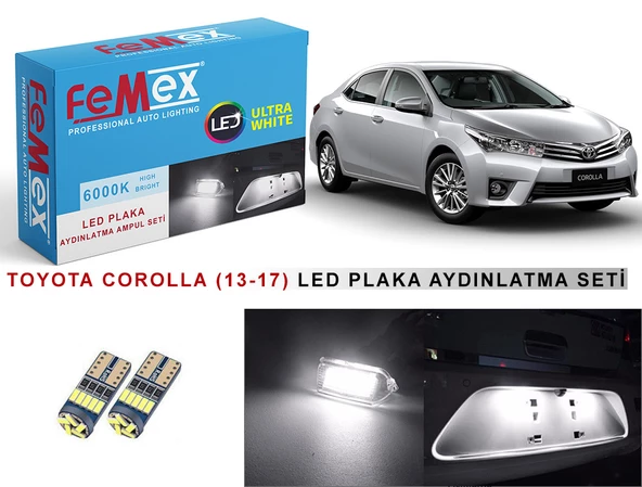 Toyota Corolla (2013-2017) LED Plaka Aydınlatma Ampul Seti FEMEX Parlak Beyaz