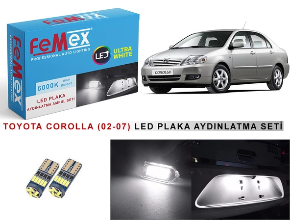 Toyota Corolla (2002-2007) LED Plaka Aydınlatma Ampul Seti FEMEX Parlak Beyaz - 1