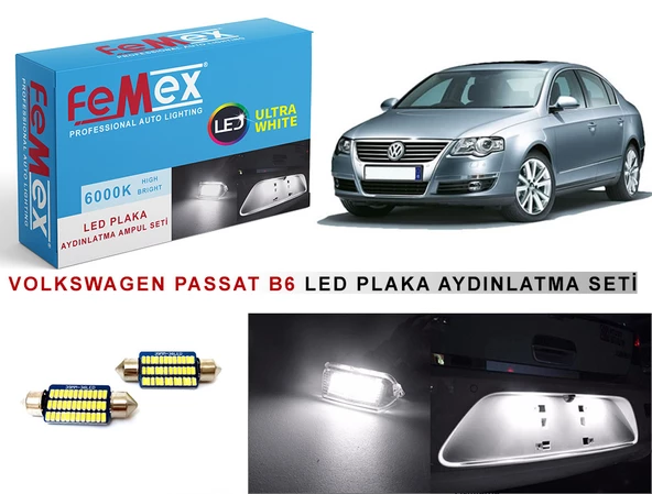 Volkswagen Passat B6 LED Plaka Aydınlatma Ampul Seti FEMEX Parlak Beyaz