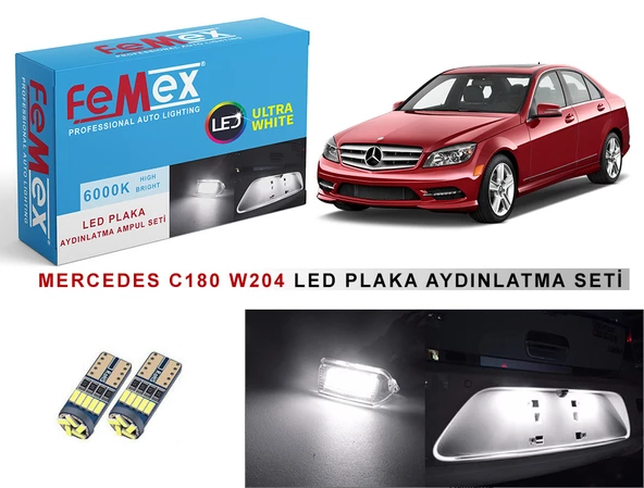 Mercedes C180 W204 LED Plaka Aydınlatma Ampul Seti FEMEX Parlak Beyaz ürün görseli