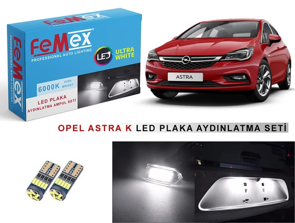 Opel Astra K LED Plaka Aydınlatma Ampul Seti FEMEX Parlak Beyaz