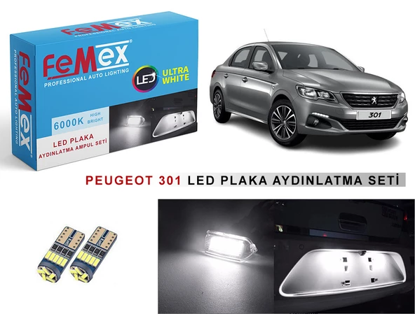 Peugeot 301 LED Plaka Aydınlatma Ampul Seti FEMEX Parlak Beyaz - 1