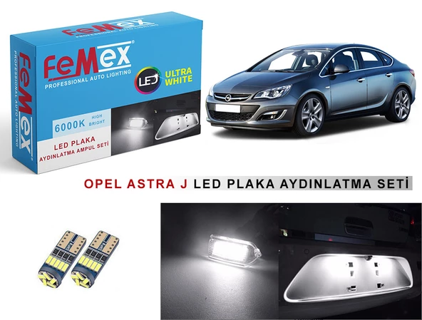 Opel Astrra J LED Plaka Aydınlatma Ampul Seti FEMEX Parlak Beyaz - 1