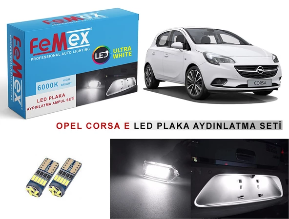 Opel Corsa E LED Plaka Aydınlatma Ampul Seti FEMEX Parlak Beyaz - 1