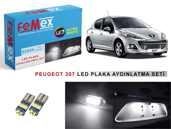 Peugeot 207 LED Plaka Aydınlatma Ampul Seti FEMEX Parlak Beyaz - 1