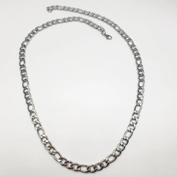Gümüş Renk Kalın Çelik Zincir Kolye