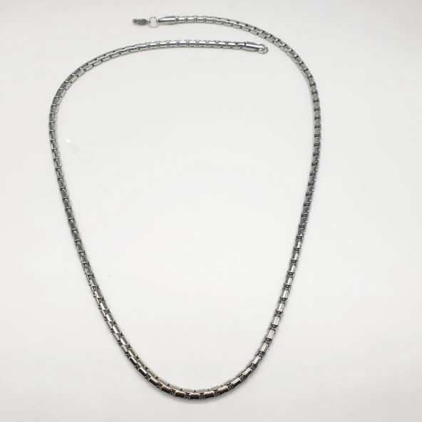 Gümüş Rengi Erkek Çelik Kolye - 7