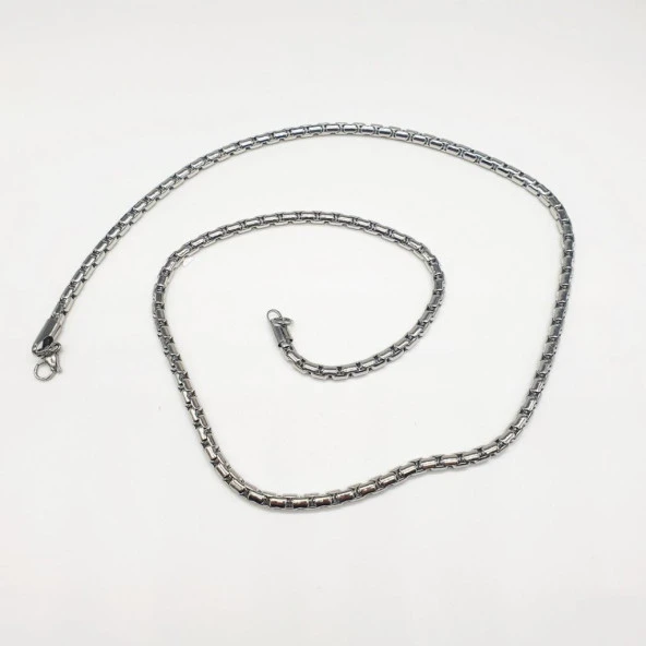 Gümüş Rengi Erkek Çelik Kolye - 8