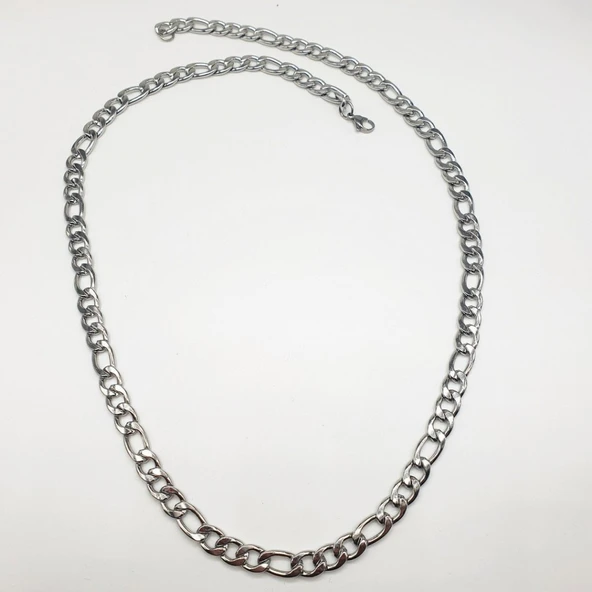 Gümüş Renk Kalın Çelik Zincir Kolye - 10