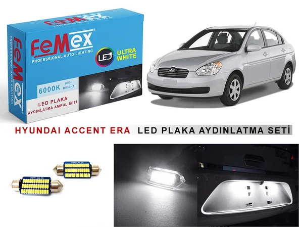 Hyundai Accent Era LED Plaka Aydınlatma Ampul Seti FEMEX Parlak Beyaz - 1