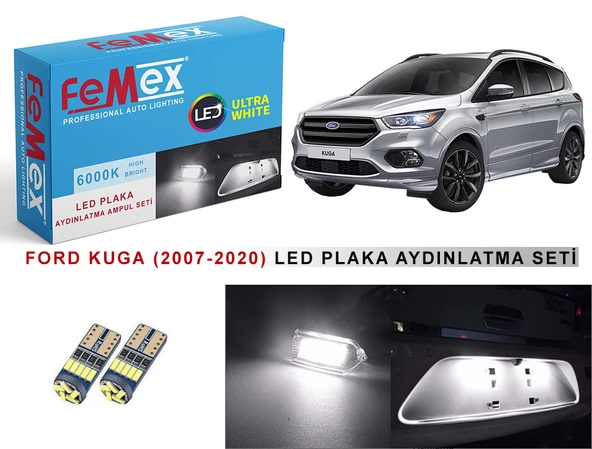 Ford Kuga LED Plaka Aydınlatma Ampul Seti FEMEX Parlak Beyaz