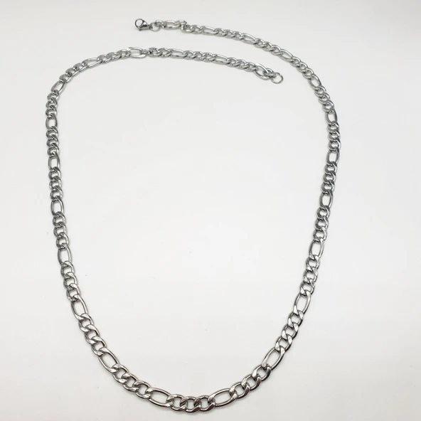 Gümüş Renk Erkek Çelik Zincir Kolye - 10