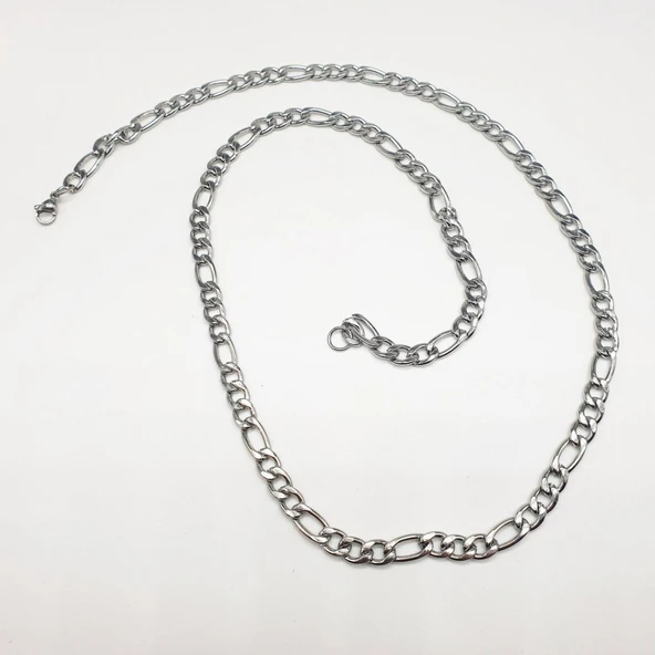 Gümüş Renk Erkek Çelik Zincir Kolye - 11