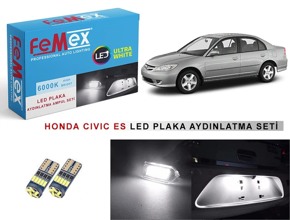 Honda Civic Es LED Plaka Aydınlatma Ampul Seti FEMEX Parlak Beyaz - 1