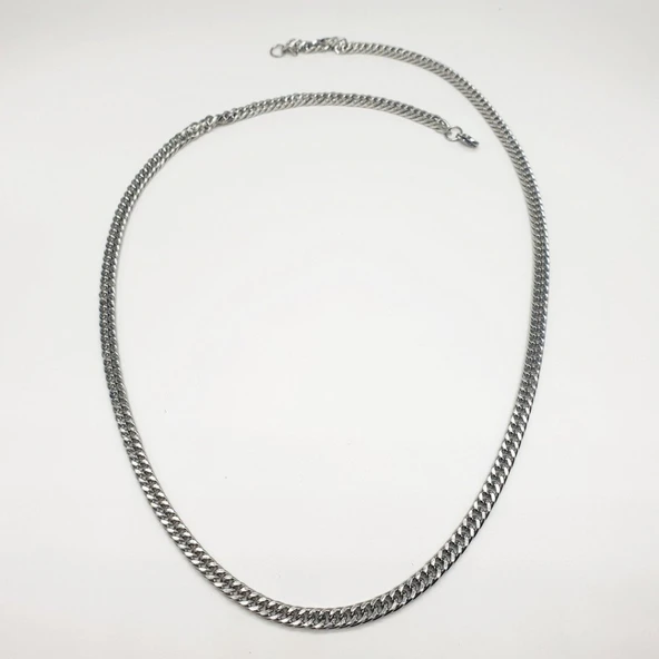 Gümüş Renk Erkek Çelik Kolye - 10