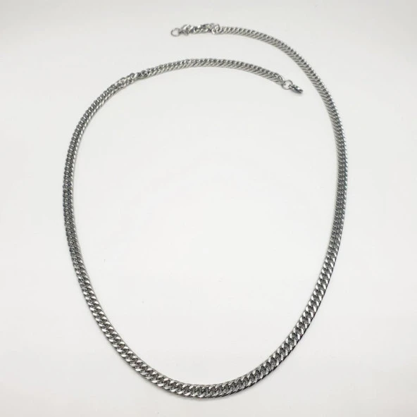 Gümüş Renk Erkek Çelik Kolye - 3