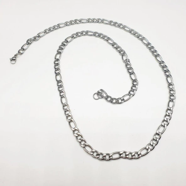 Gümüş Renk Erkek Çelik Zincir Kolye - 5