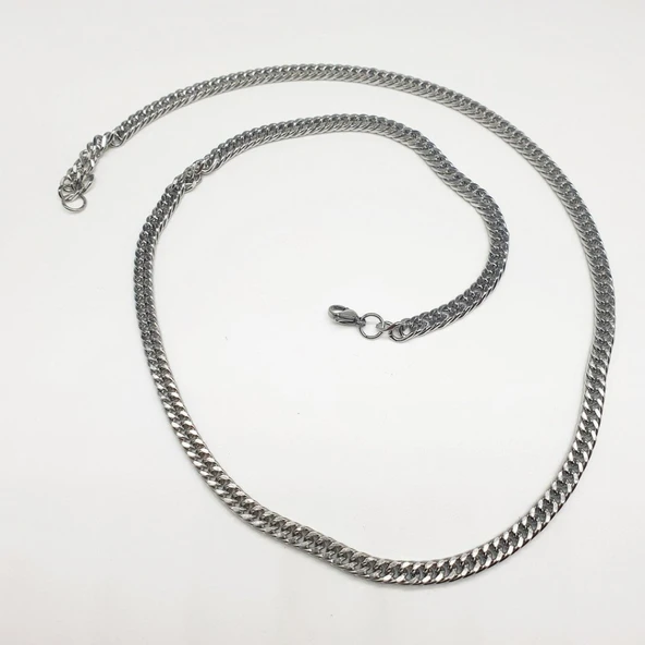 Gümüş Renk Erkek Çelik Kolye - 11