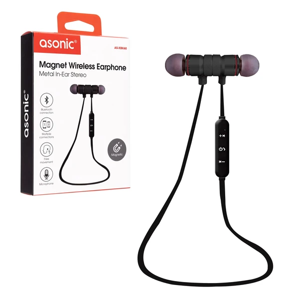 KULAKİÇİ KULAKLIK BLUETOOTH ŞARJLI MIKNATISLI ASONİC AS-XBK60